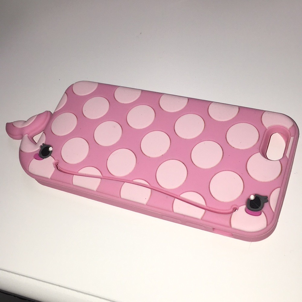 Pink polka dot whale silicone iPhone 6 case